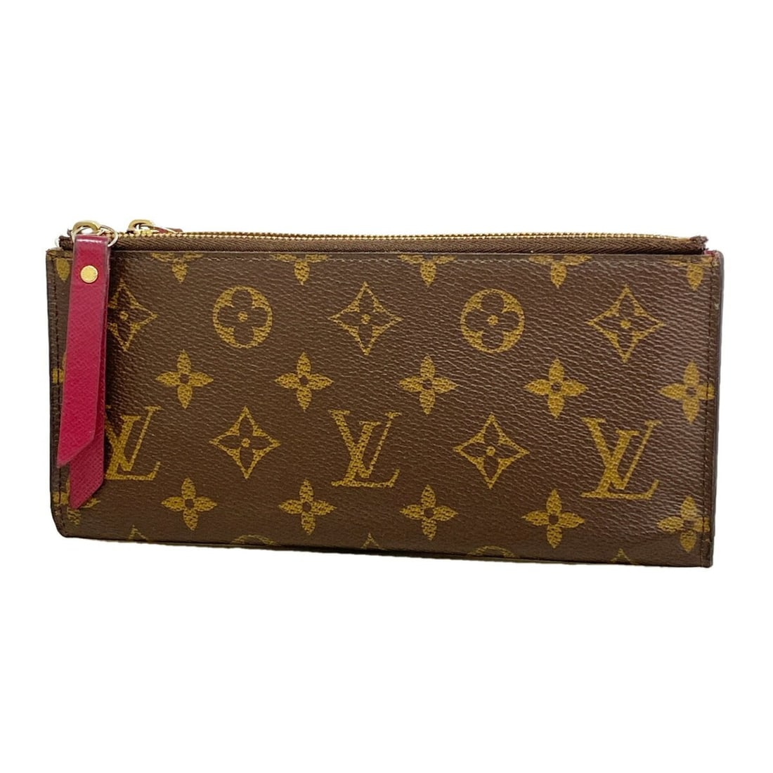 Louis Vuitton Monogram Portefeuille Adele Long Wallet M61269 Brown Fuchsia Women's