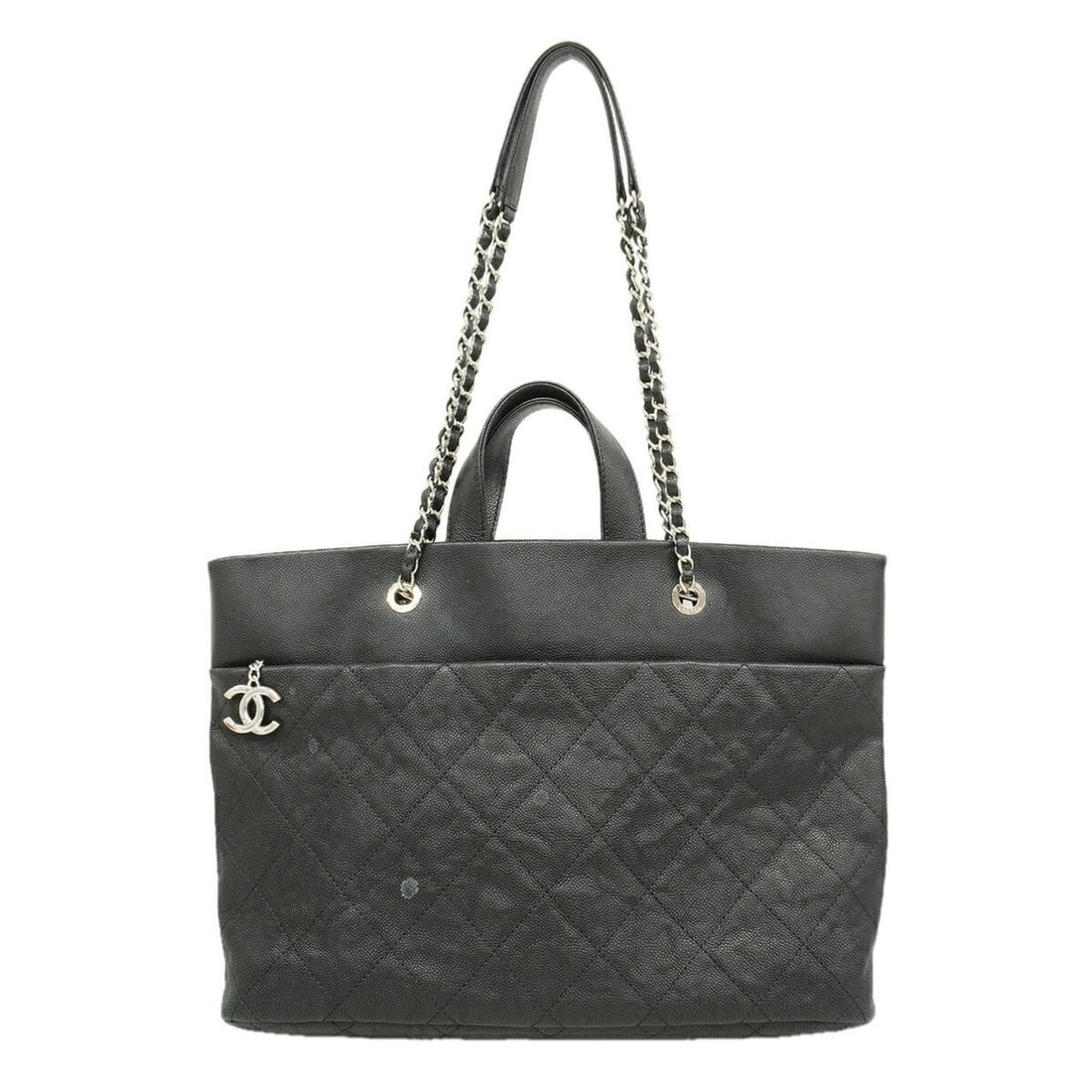 Chanel Tote Bag/Chain Tote, Matelassé Caviar Leather, Black, Women's: --- Catalog ---Category: SizeSize (HxWxD): 29cm x 41cm x 10cm / 11.41'' x 16.14'' x 3.93''Category: DesignType: Tote bagColor: BlackGender: WomenMaterial: Grained Calfskin Hardware Color: SilverCatego
