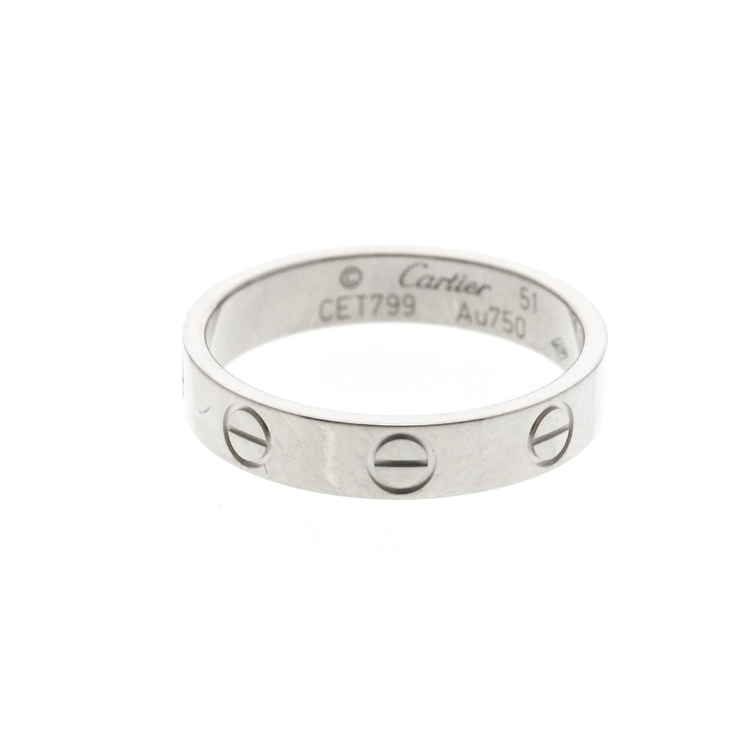 Cartier Mini Love Ring White Gold (18K) Fashion No Stone Band Ring Silver (1 of 11)