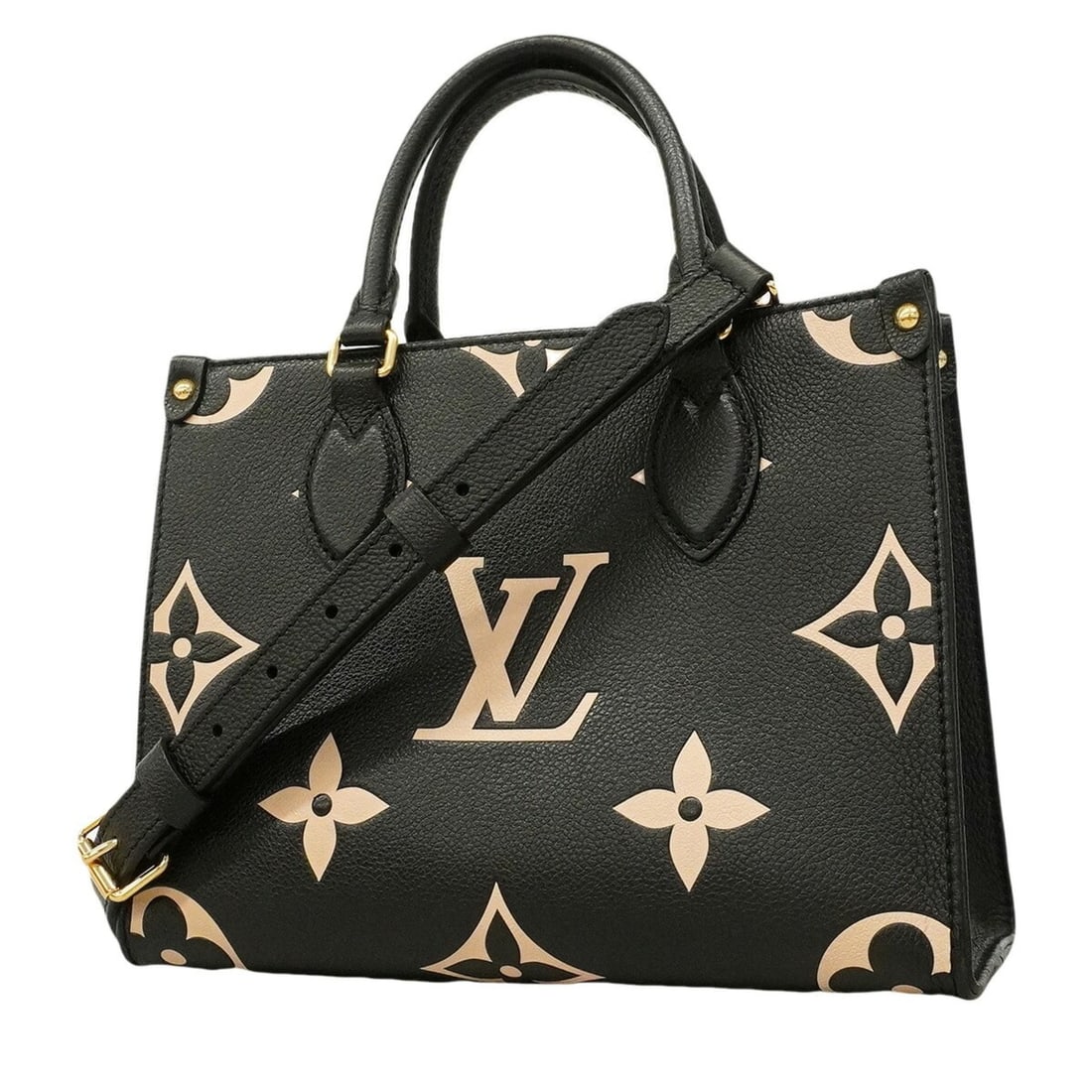Louis Vuitton Monogram Empreinte Bicolor OnTheGo PM Handbag M45659 Black Beige 2-way bag for women: --- Catalog ---Category: SizeSize (HxWxD): 19cm x 25cm x 10cm / 7.48'' x 9.84'' x 3.93''Category: DesignType: HandbagColor: Beige, BlackGender: WomenCategory: GeneralMPN: M45659Brand: Louis Vuitton---