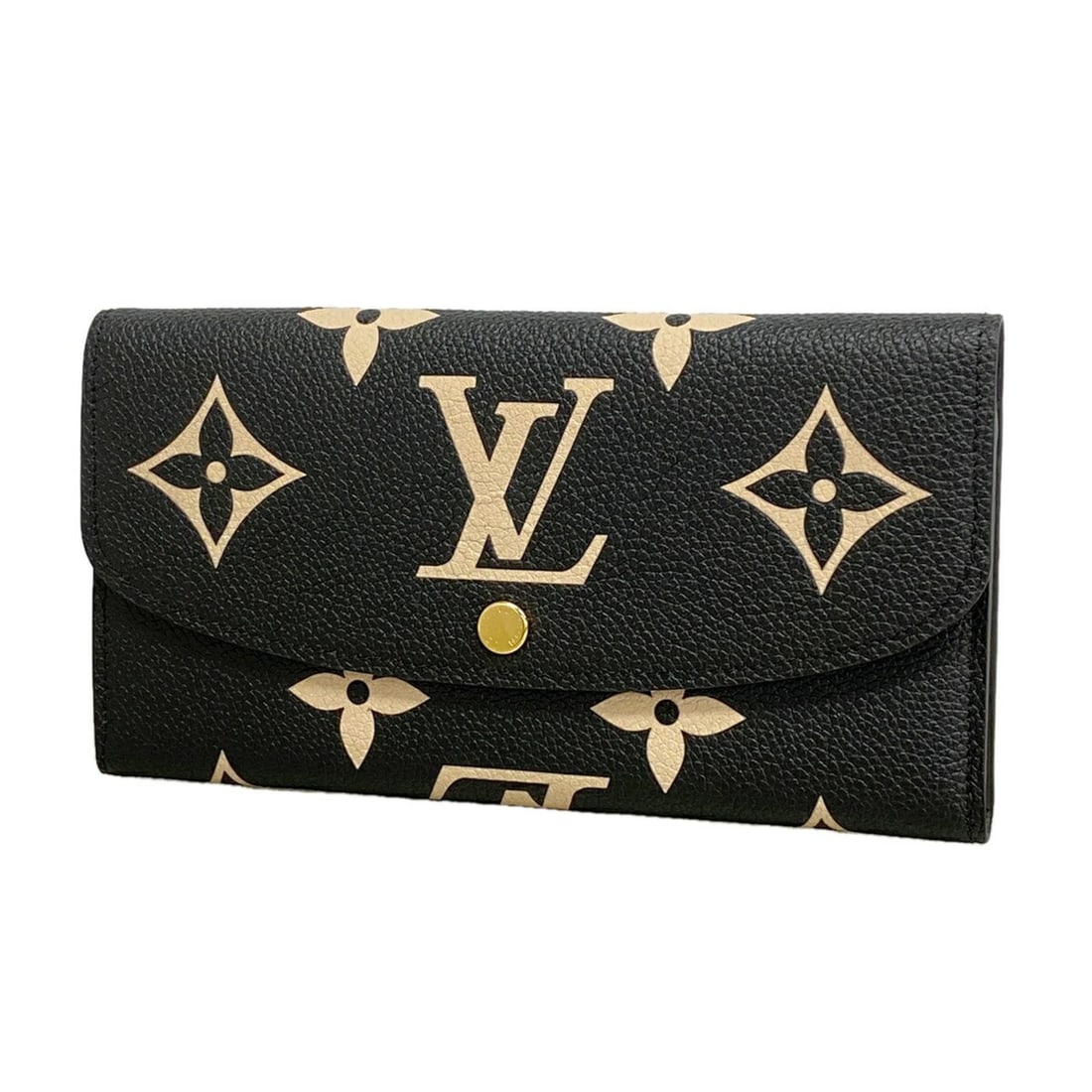Louis Vuitton Monogram Empreinte Bicolor Portefeuille Emilie Long Wallet M83138 Black Beige Women's (1 of 14)