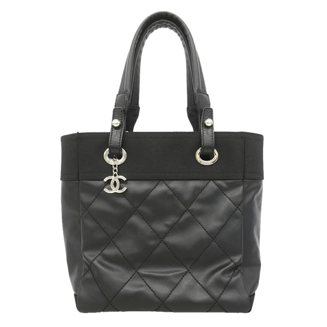 Chanel Paris Biarritz Canvas Tote Bag, Black, Women's: --- Catalog ---Category: SizeSize (HxWxD): 27cm x 26cm x 11cm / 10.62'' x 10.23'' x 4.33''Category: DesignType: Tote bagColor: BlackGender: WomenMaterial: Canvas Hardware Color: SilverCategory: Genera