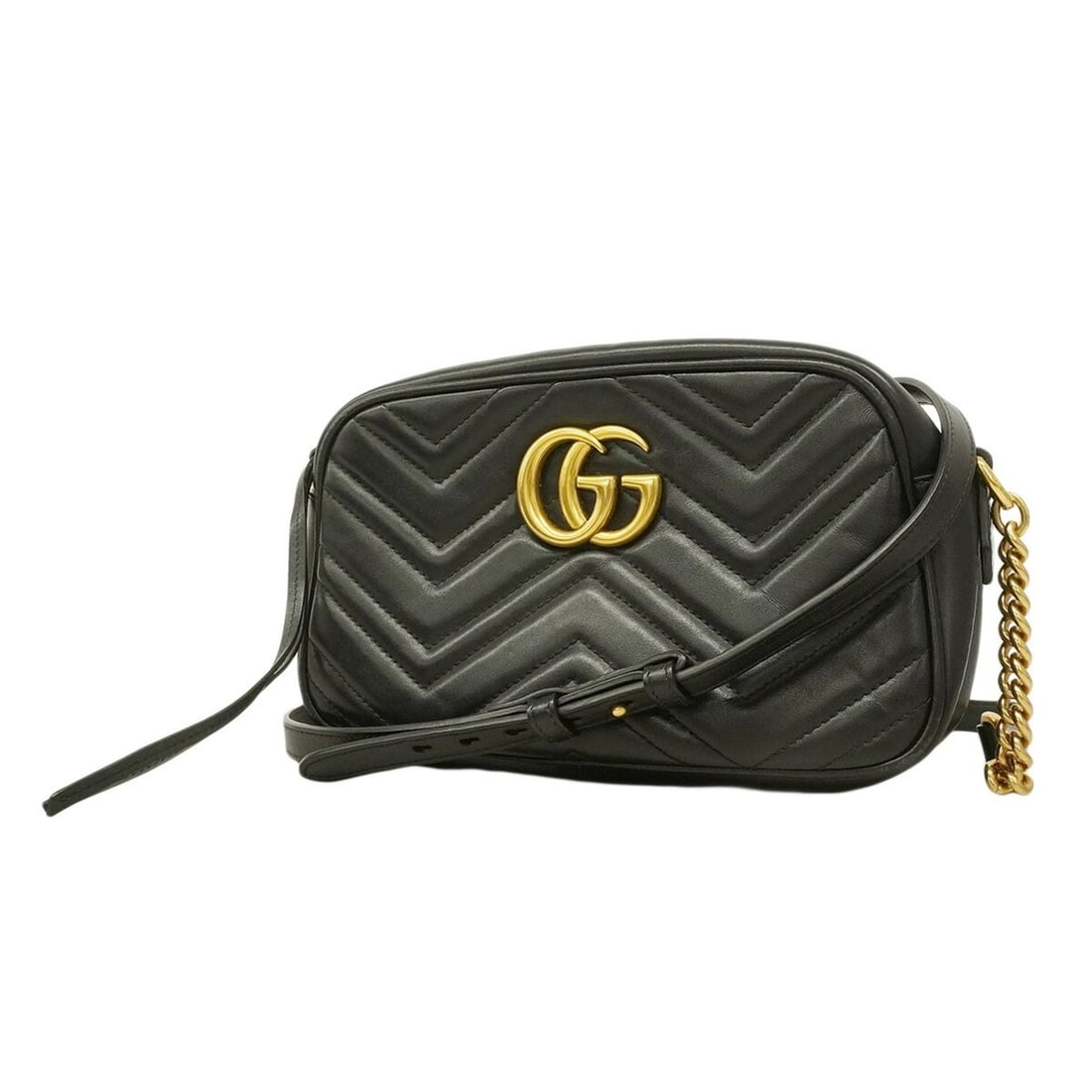 Gucci GG Marmont Shoulder Bag 447632 Leather Black Women's