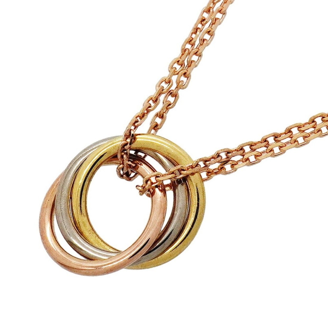 Cartier Baby Trinity Necklace, available in 18K Yellow Gold (KYG), White (18KWG), and Pink (18KPG)