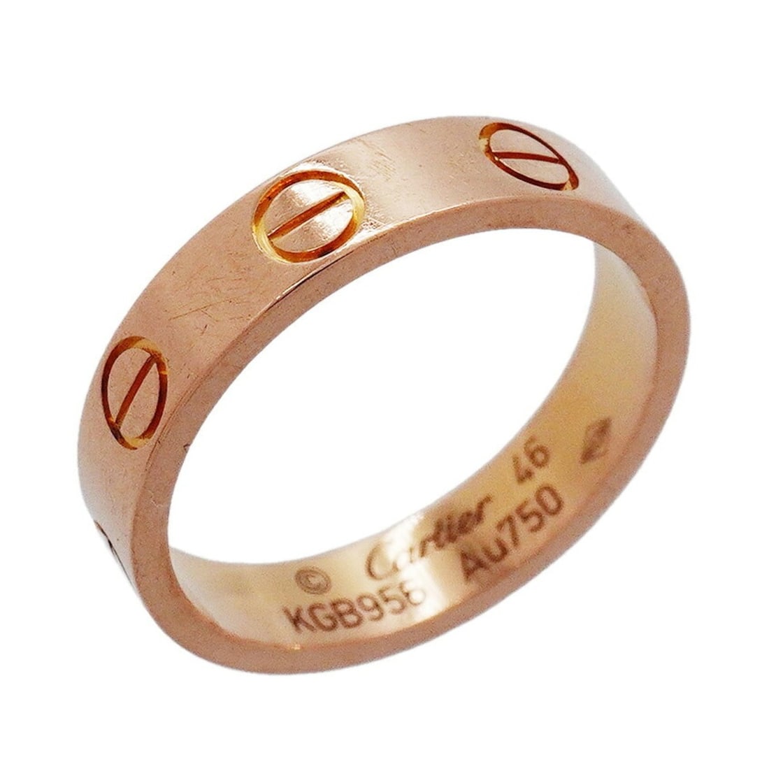 Cartier Mini Love Ring, 18K Pink Gold, Size 46, Women's: --- Catalog ---Category: SizeUS Size: 3.5Brand Size: 46Category: DesignType: Band ringGender: WomenMaterial: Pink gold (18K)Category: GeneralBrand: Cartier--- Item List ---Section: ConditionRanking: R