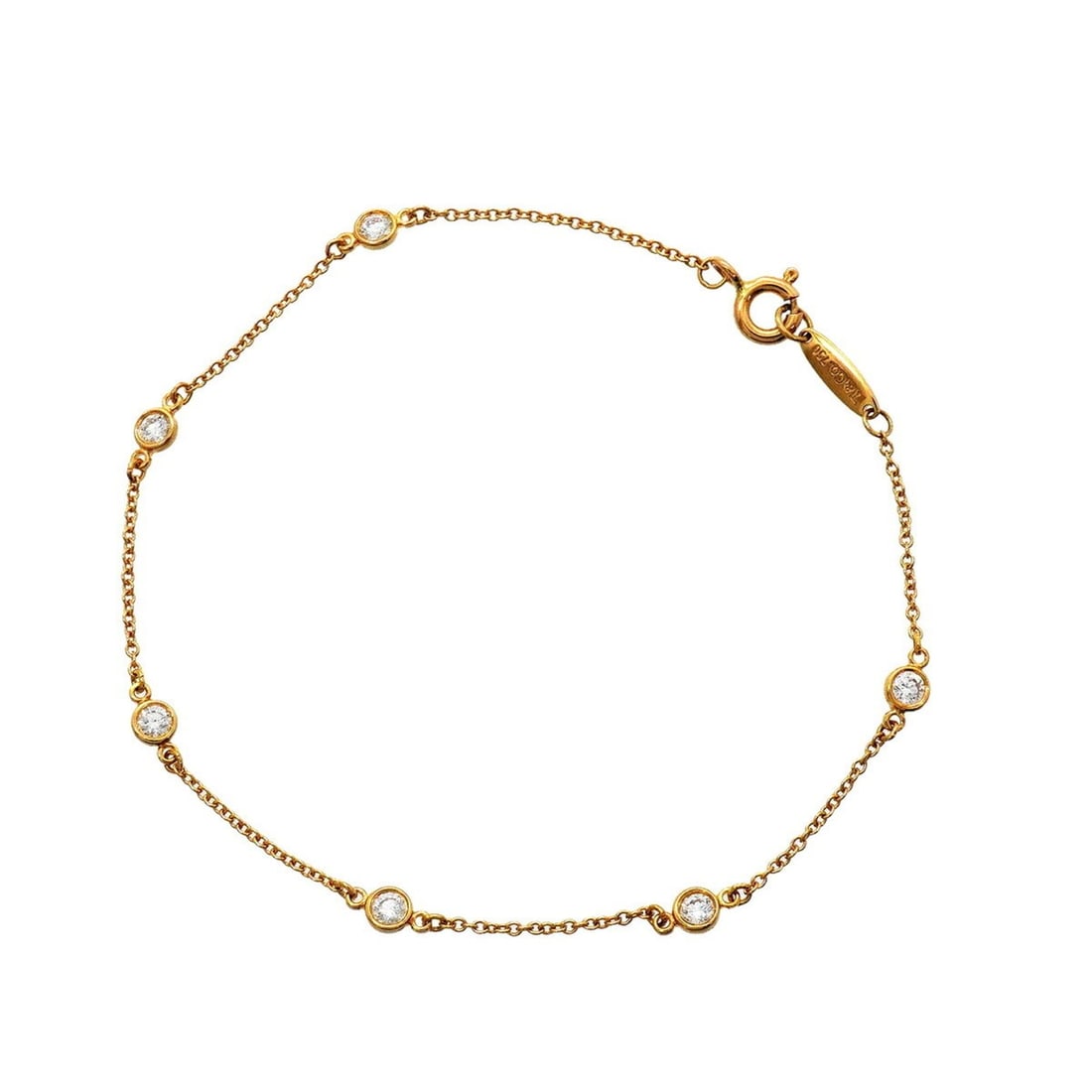 Tiffany & Co. By the Yard Bracelet, 6PD (6 Diamonds), 18K Yellow Gold, Ladies': --- Catalog ---Category: SizeLength: 17.5cm / 6.88''Category: DesignType: Charm braceletStone: DiamondGender: WomenMaterial: Yellow gold (18K)Category: GeneralBrand: Tiffany--- Item List ---Section: C