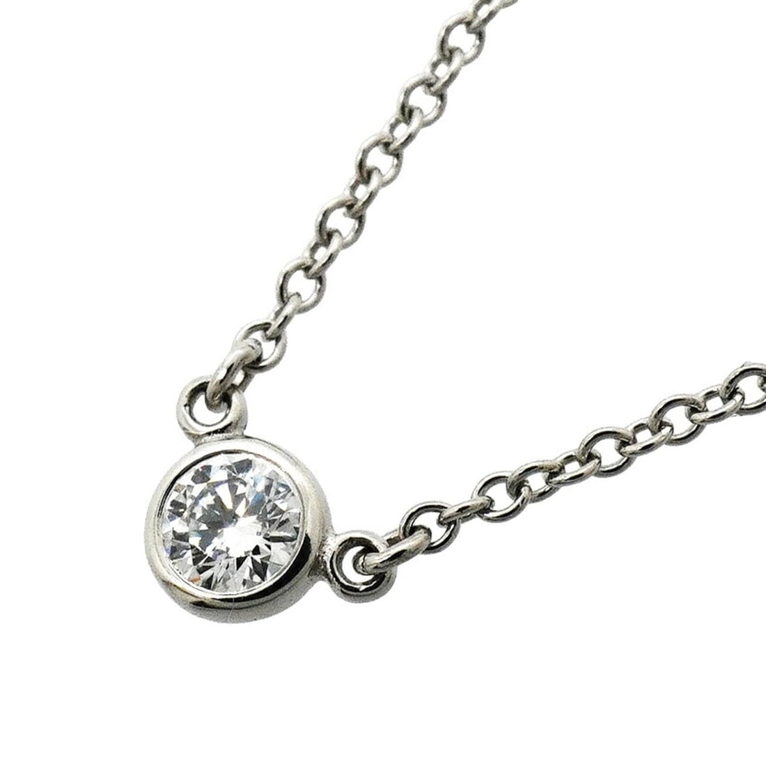 Tiffany & Co. By the Yard Necklace, 1PD (Pt950) Platinum Diamond, Ladies' Necklace: --- Catalog ---Category: SizePendant Size: 3.9mm x 3.7mm / 0.15'' x 0.14''Neck Circumference: 41 cm / 16.14''Category: DesignStone: DiamondGender: WomenMaterial: Platinum 950Necklace Type: NecklaceCat