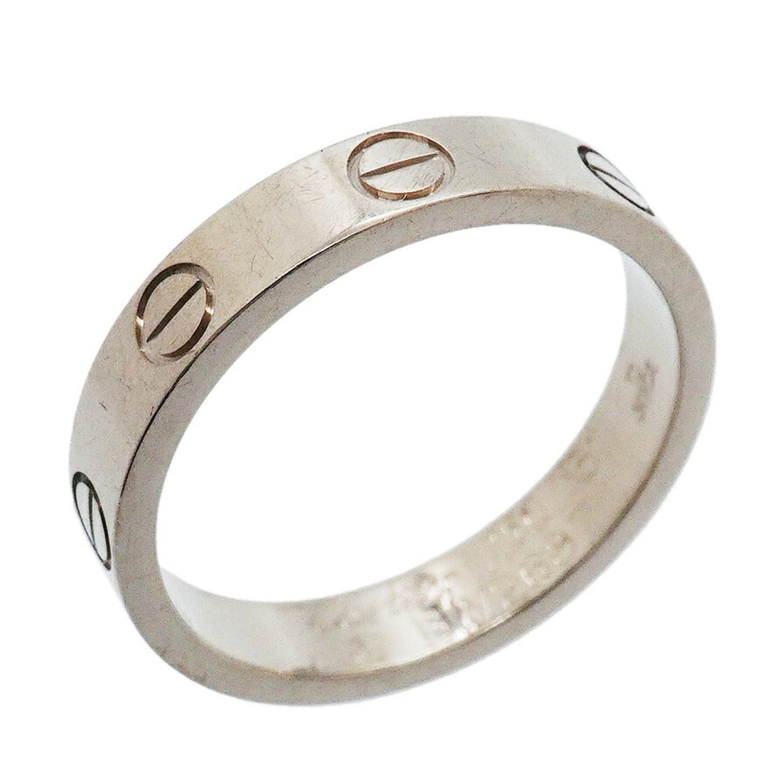 Cartier Mini Love Ring, 18K White Gold, Size 51, Ladies': --- Catalog ---Category: SizeUS Size: 6Brand Size: 51Category: DesignType: Band ringGender: WomenMaterial: White gold (18K)Category: GeneralBrand: Cartier--- Item List ---Section: ConditionRanking: Ra