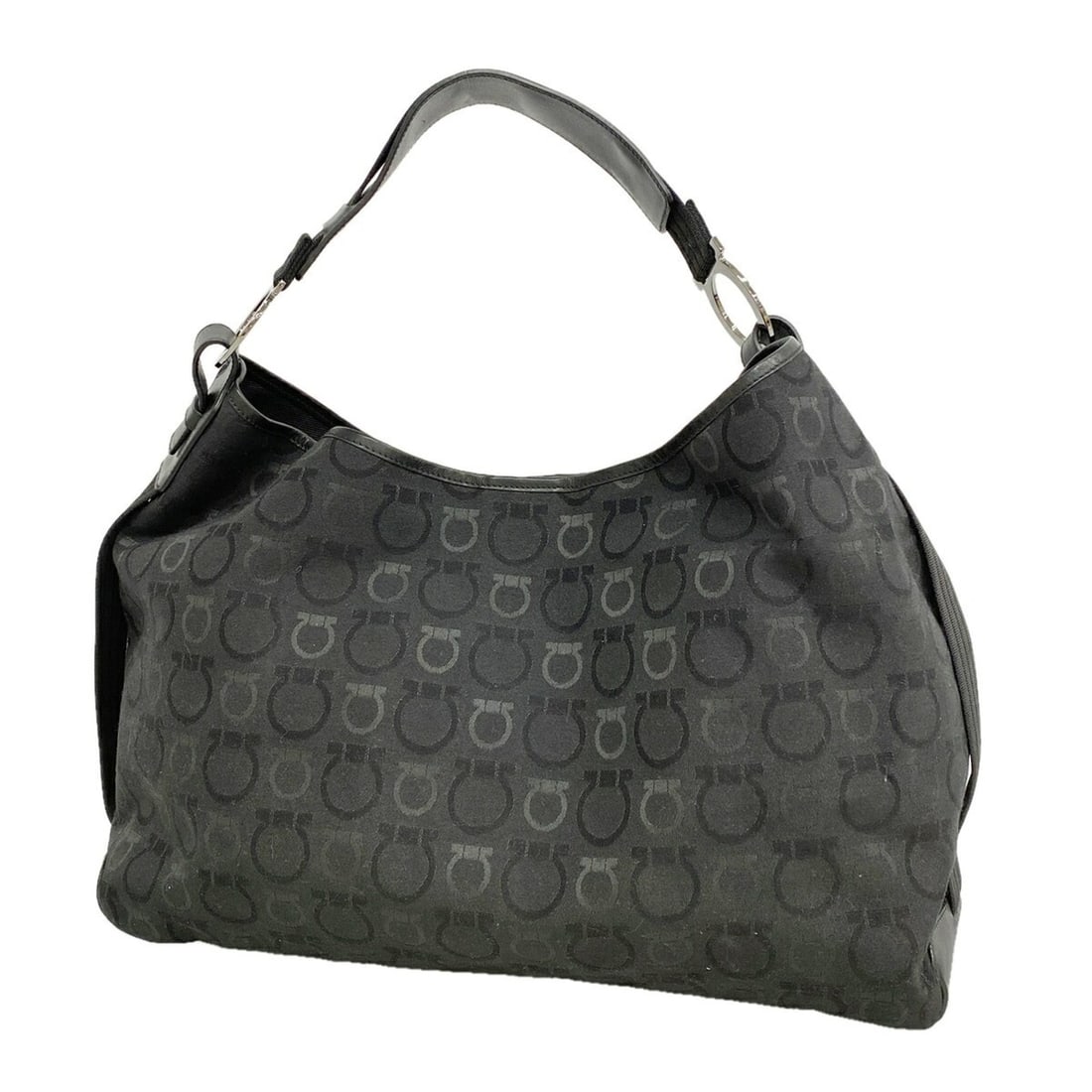 Salvatore Ferragamo Gancini Nylon Canvas Tote Bag, Black, Women's, P3386316