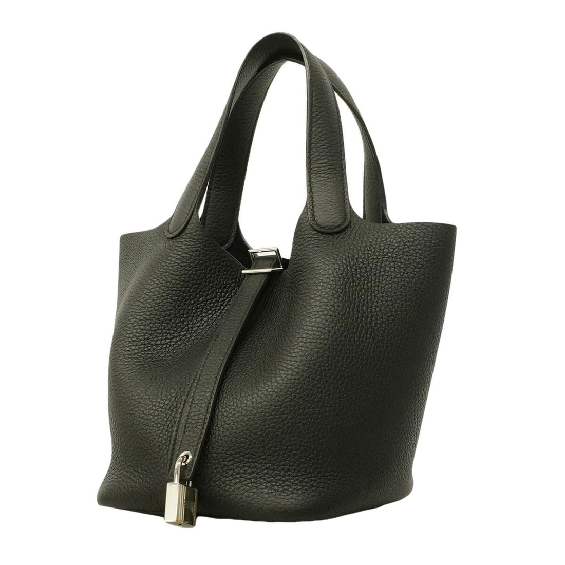 Hermes Picotin Lock PM handbag, Taurillon Clemence leather, black, U stamp, women's.