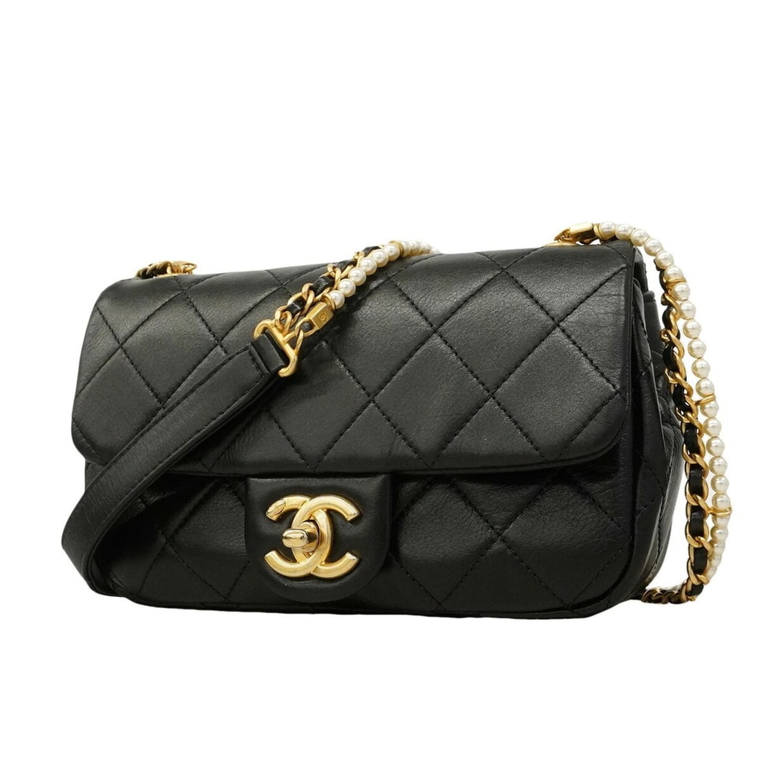 Chanel Mini Matelassé Chain Shoulder Bag, Lambskin, Black, Women's: --- Catalog ---Category: SizeSize (HxWxD): 12.5cm x 19cm x 5cm / 4.92'' x 7.48'' x 1.96''Category: DesignType: Shoulder bagColor: BlackGender: WomenMaterial: Leather Hardware Color: GoldLeather/Fur Ty