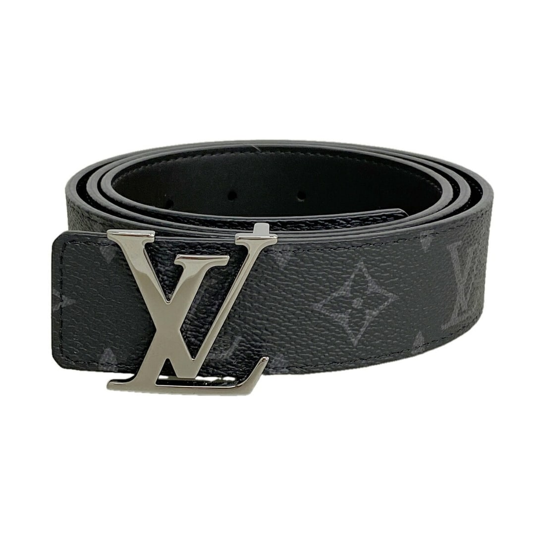 Louis Vuitton Monogram Eclipse Belt with LV Initials, M4484, Black, Men's (1 of 14)