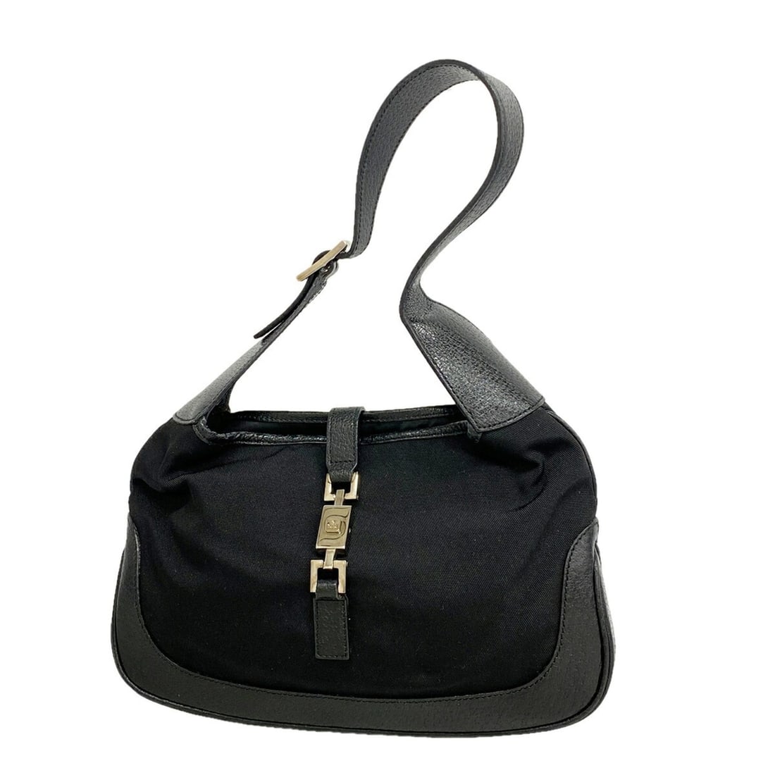 Gucci Jackie handbag, model 001 3735, nylon canvas, black, women's.: --- Catalog ---Category: SizeSize (HxWxD): 16.5cm x 26cm x 3.5cm / 6.49'' x 10.23'' x 1.37''Category: DesignType: HandbagColor: BlackGender: WomenMaterial: Nylon canvas Hardware Color: SilverCategory: