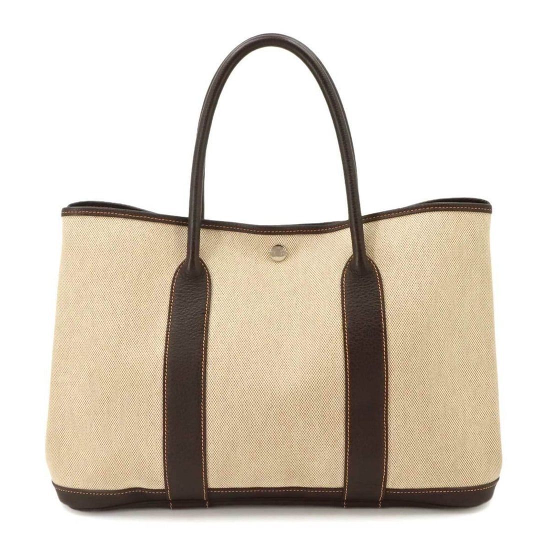 Hermes Garden 36 PM Tote Handbag, Toile H Leather, Natural Marron, ?I Stamp, Silver Hardware,: --- Catalog ---Category: SizeSize (HxWxD): 25cm x 36cm x 17cm / 9.84'' x 14.17'' x 6.69''Category: DesignType: Handbag, Tote bagColor: Marron, NaturalGender: WomenMaterial: Toile H Category: GeneralBr