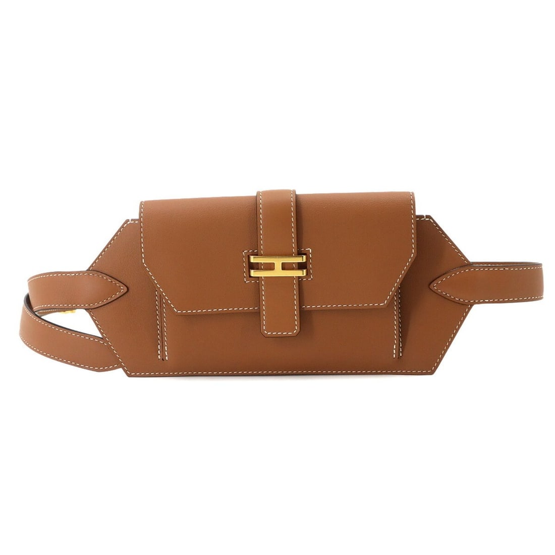 Hermes Elan Pocket 24 Belt Waist Handbag Pouch Body Swift Gold XS B Stamp: --- Catalog ---Category: SizeSize (HxWxD): 11.5cm x 24cm x 1cm / 4.52'' x 9.44'' x 0.39''Category: DesignType: Fanny packColor: BrownGender: WomenMaterial: Swift leather Category: GeneralMPN: H010612U