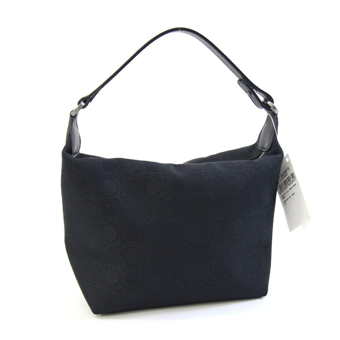 Salvatore Ferragamo Ferragamo Gancini 22 3690 Black Nylon Leather Handbag Pouch for Women Salvatore