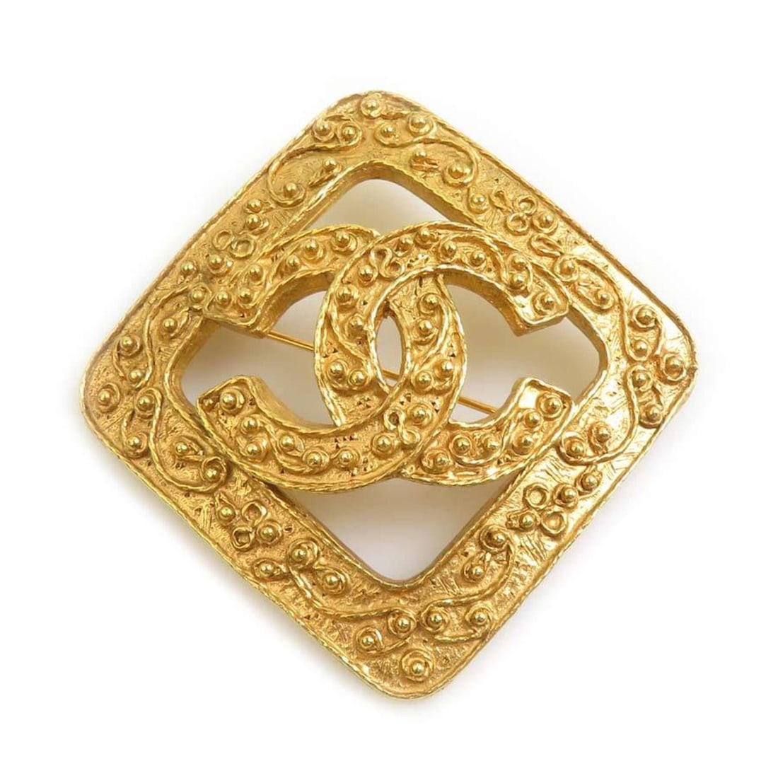 Chanel brooch, Coco Mark, metal, gold, women's, e62147a: --- Catalog ---Category: SizeSize (HxWxD): 6.5cm x 6.5cm / 2.55'' x 2.55''Category: DesignType: BroochColor: GoldGender: WomenMaterial: MetalCategory: GeneralBrand: ChanelCountry of Origin: France--- 