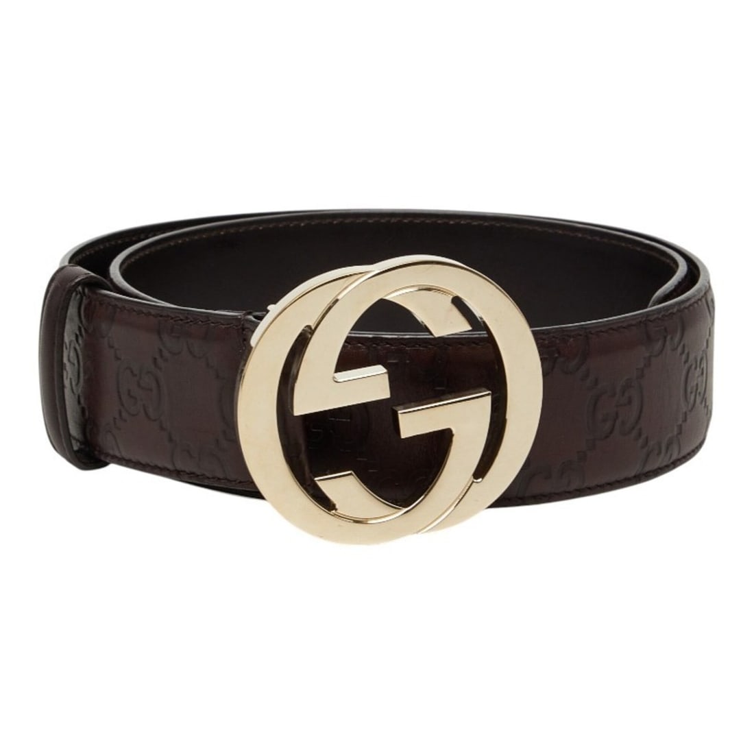 Gucci Guccissima Interlocking G Belt, Size: 85 34 114876, Brown Leather, Women's GUCCI: --- Catalog ---Category: SizeLength: 68.5cm - 73.5cm / 26.96'' - 28.93''Category: DesignType: Standard beltColor: BrownGender: WomenMaterial (Strap): Leather Category: GeneralBrand: Gucci--- Item List