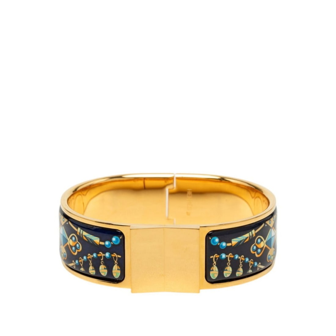 Hermes Email GM Bracelet Bangle Gold Black Plated Women's HERMES (1 of 15)