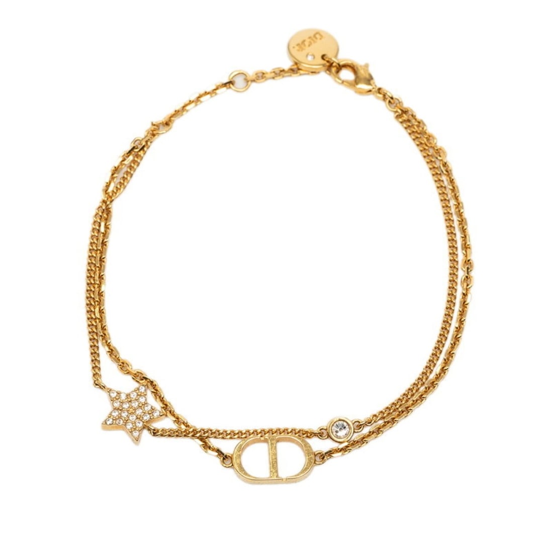 Christian Dior Dior CD Logo Star Bracelet Gold Plated Rhinestone Women's: --- Catalog ---Category: SizeLength: 16.5cm / 6.49''Category: DesignType: Charm braceletColor: GoldGender: WomenMaterial: Gold plating, RhinestoneCategory: GeneralBrand: Christian Dior--- Item List --