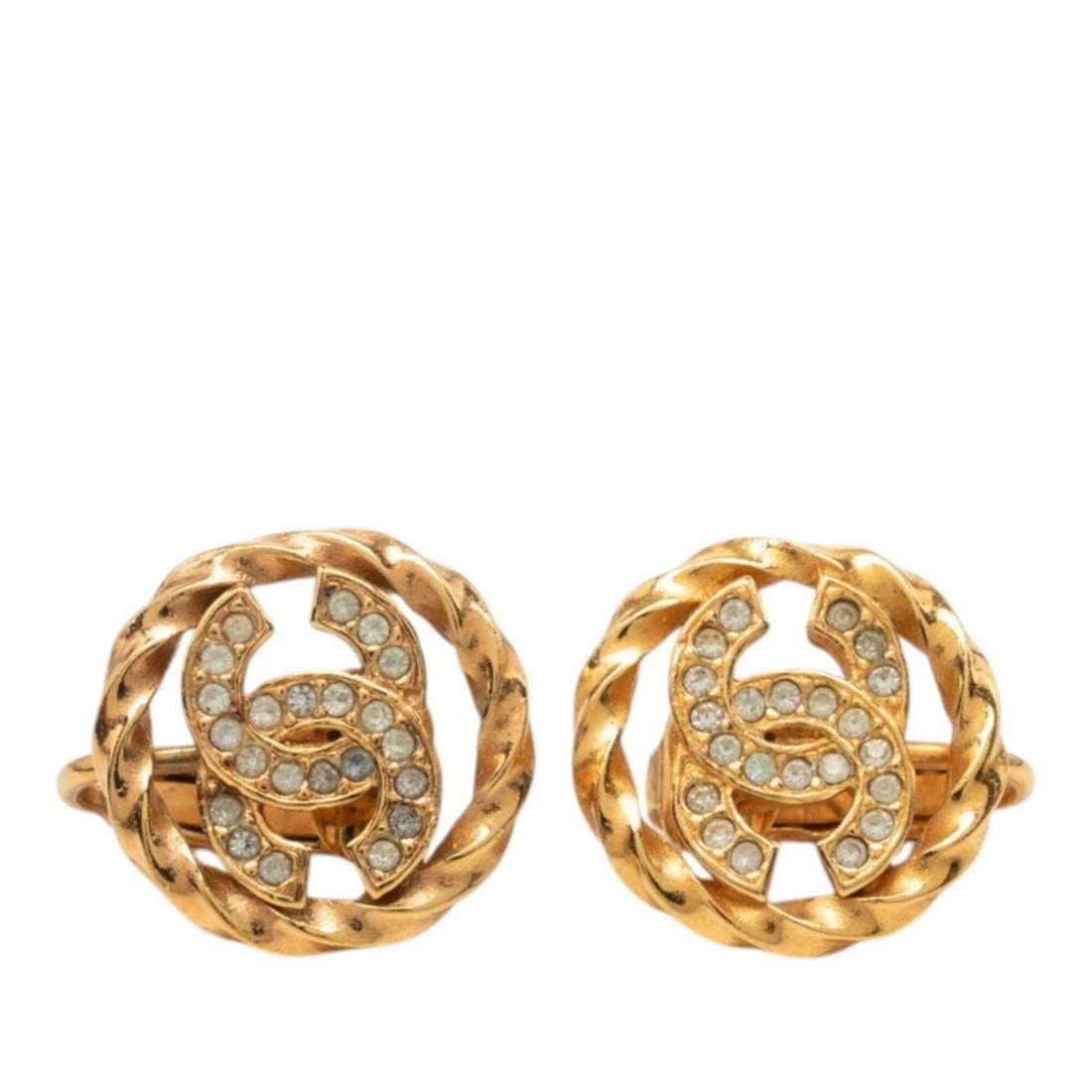 Chanel Coco Mark Earrings, Gold Plated, Rhinestone, Women's CHANEL: --- Catalog ---Category: SizeSize (HxWxD): 18.00mm x 17.70mm / 0.71'' x 0.70''Category: DesignType: Clip earringsColor: GoldGender: WomenMaterial: Gold plating, RhinestoneCategory: GeneralBrand: Chane
