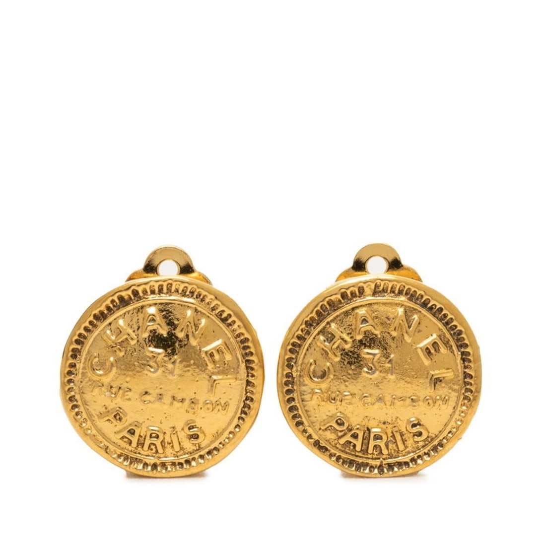 Chanel 31 RUE CAMBON Round Earrings, Gold Plated (GP), Women's.