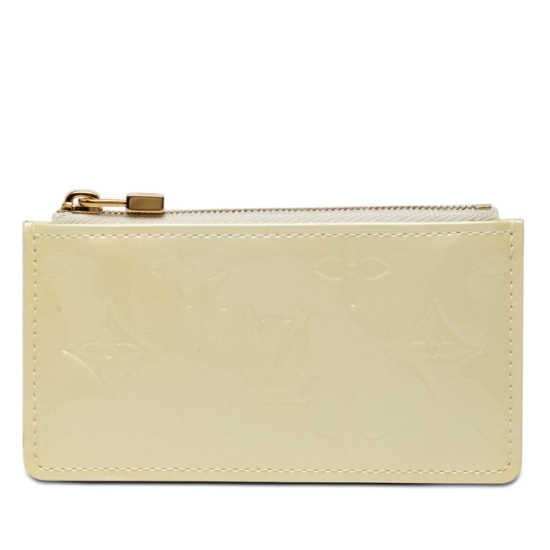 Louis Vuitton Monogram Vernis Pochette Clé Wallet/Coin Purse M91348 Perle Beige Patent Leather: --- Catalog ---Category: SizeSize (HxWxD): 6.5cm x 12.5cm x 1cm / 2.55'' x 4.92'' x 0.39''Category: DesignType: Coin purse/coin caseColor: Beige, PearlGender: WomenMaterial: Patent leather Category: G