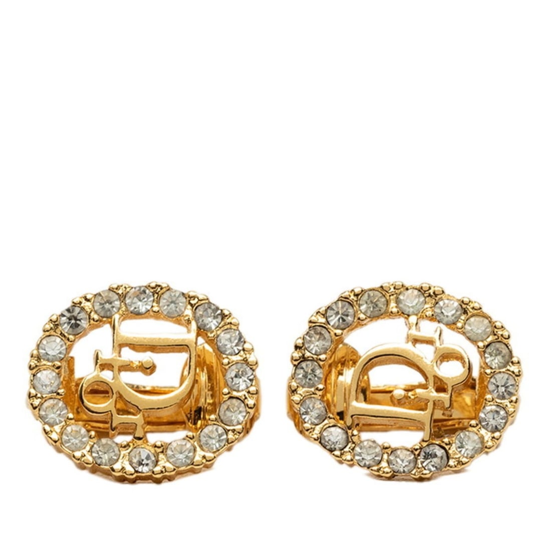 Christian Dior Dior Logo Earrings, Gold Plated, Rhinestones, Women's: --- Catalog ---Category: SizeSize (HxWxD): 15.40mm x 13.20mm / 0.61'' x 0.52''Category: DesignType: Clip earringsColor: GoldGender: WomenMaterial: Gold plating, RhinestoneCategory: GeneralBrand: Chris
