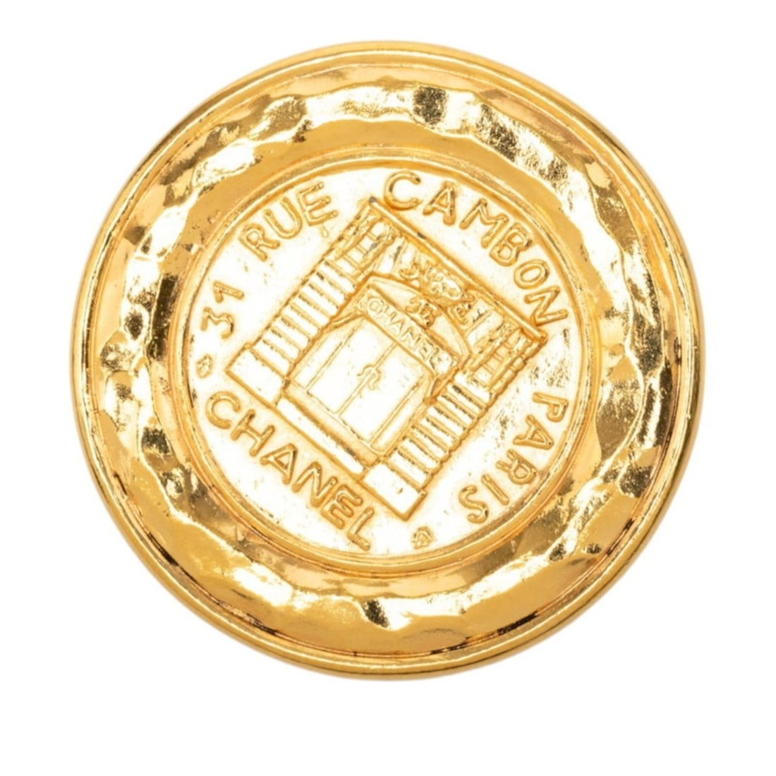 Chanel 31 RUE CAMBON Brooch, Gold Plated (GP), Women's.: --- Catalog ---Category: SizeSize (HxWxD): 5.1cm x 5.1cm / 2'' x 2''Category: DesignType: BroochColor: GoldGender: WomenMaterial: Gold platingCategory: GeneralBrand: Chanel--- Item List ---Section: Co