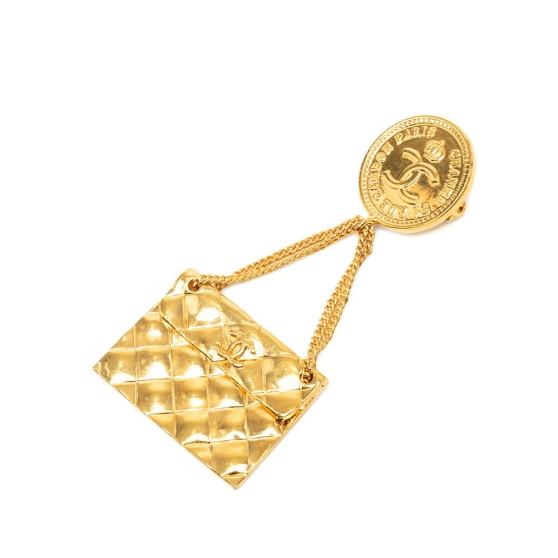 Chanel Coco Mark Matelassé Vintage Brooch 93A Gold Plated GP Women's CHANEL: --- Catalog ---Category: DesignType: BroochColor: GoldGender: WomenMaterial: Gold platingCategory: GeneralBrand: Chanel--- Item List ---Section: ConditionRanking: Rank AB Used - Traces of usage, scrat