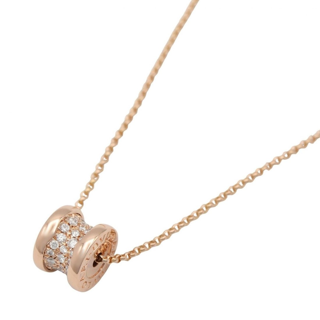 BVLGARI B-zero1 Necklace, Diamond Jewelry, 18KPG (Pink Gold), Diamond, Women's, Clear/Gold Tone,