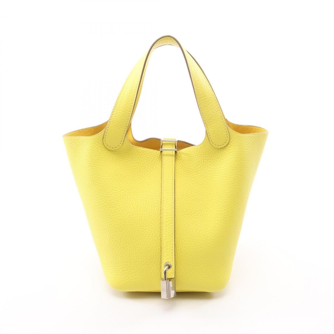 Hermes Picotin Lock PM Handbag, Leather, Taurillon Clemence Women's, Yellow Tone, 056289CK (1 of 9)