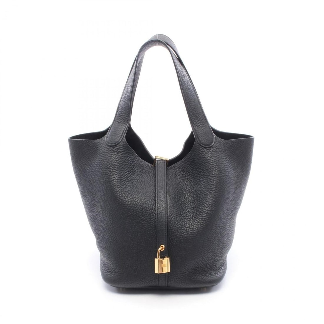 Hermes Picotin Lock MM Handbag, Leather, Taurillon Clemence Women's, Black