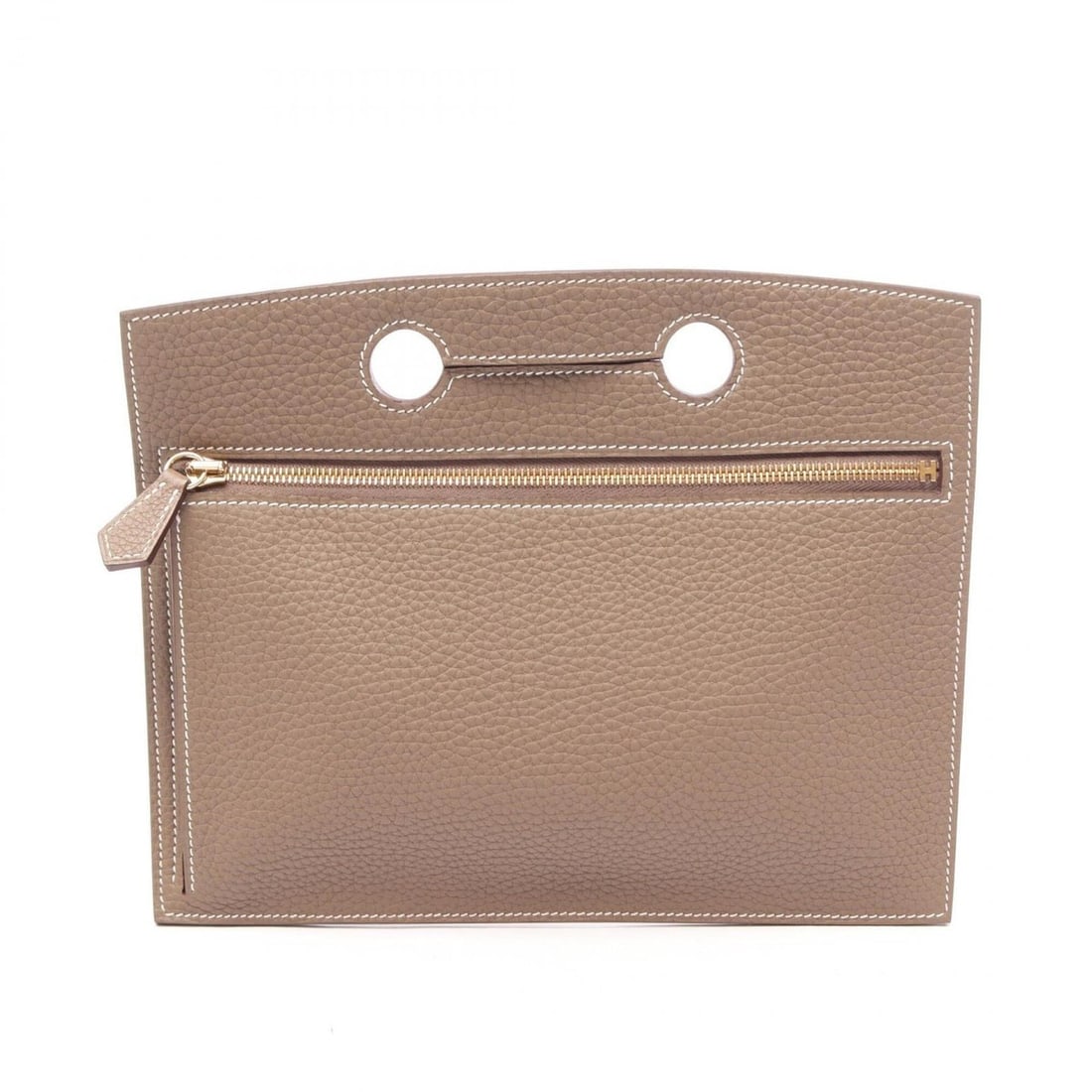 Hermes Birkin 25 Handbag Pocket Pouch Leather Togo Women's Gray