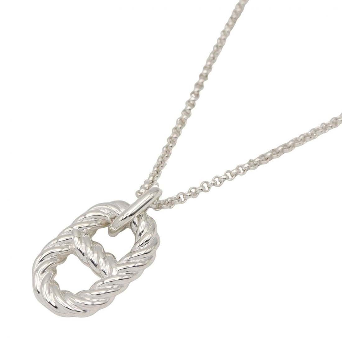 Hermes Chaine d'Ancre Area II Twist GM Necklace, Sterling Silver 925, Men's and Women's, Tone: --- Catalog ---Category: SizePendant Size: 41.5mm x 21.6mm / 1.63'' x 0.85''Neck Circumference: 69 cm / 27.16''Category: DesignColor: SilverGender: Men,WomenMaterial: Silver 925Necklace Type: Necklace