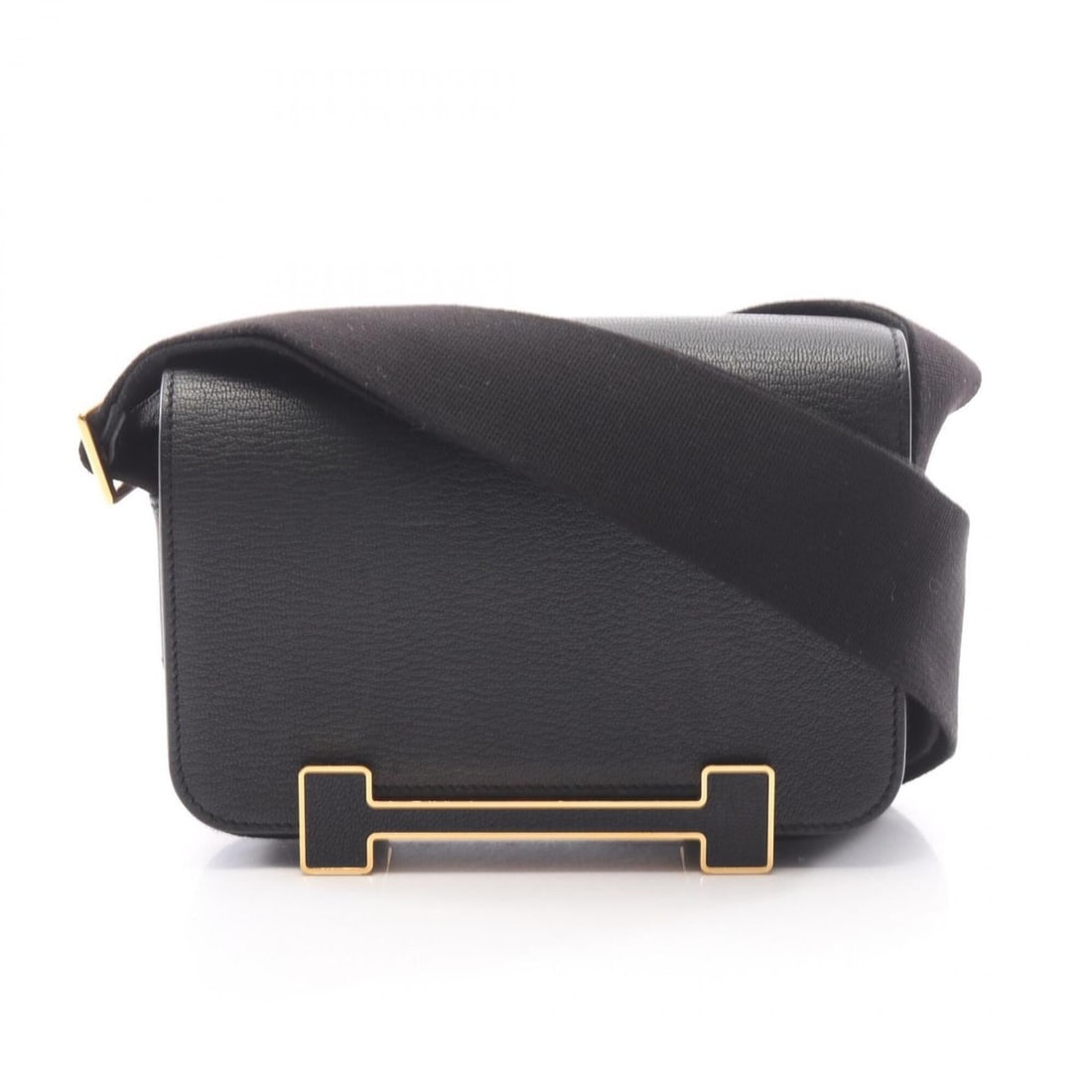 Hermes Geta Shoulder Bag/Handbag, Chevre Leather, Women's, Black