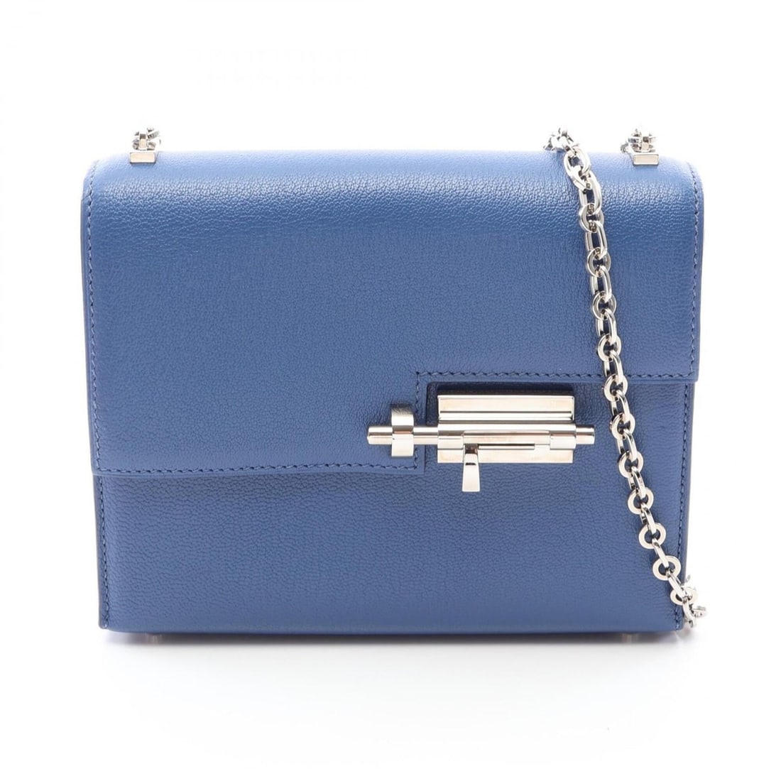 Hermes Veroux Mini Shoulder Bag Handbag Leather Chevre Shamkira Women's Blue