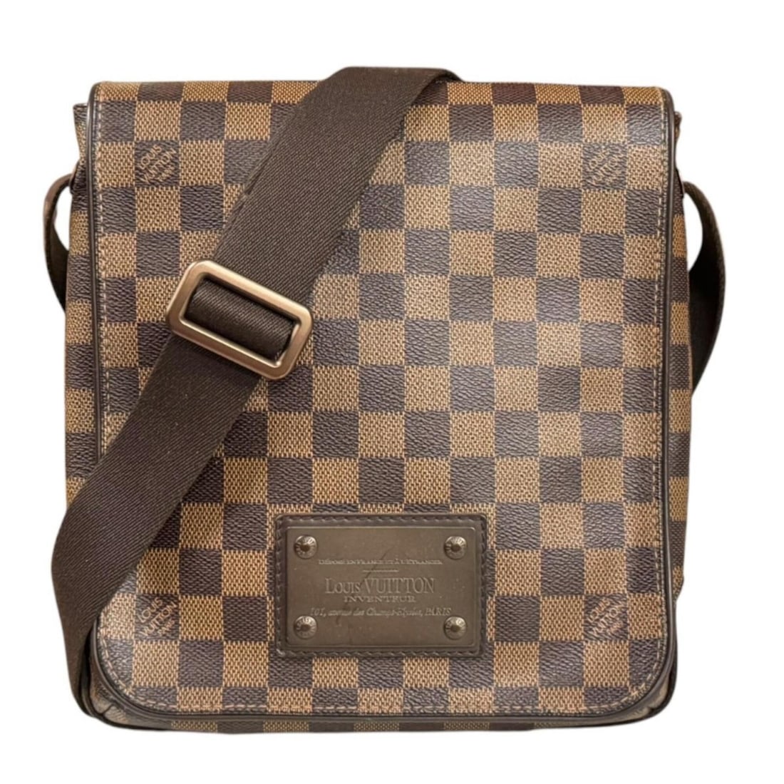 Louis Vuitton Brooklyn PM Damier Shoulder Bag, Handbag, Canvas, N51210, Brown, Men's, LOUIS VUITTON,: --- Catalog ---Category: SizeWeight: 570g / 1.25lb.Size (HxWxD): 23.5cm x 22.5cm x 8cm / 9.25'' x 8.85'' x 3.14''Strap Length: 81cm - 139cm / 31.88'' - 54.72''Category: DesignType: Handbag, Shoulder b