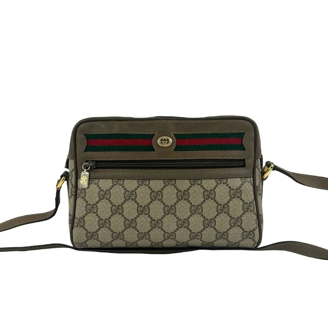 GUCCI Vintage Sherry Line GG Logo Leather Shoulder Bag/Pouch (Brown) - 20183