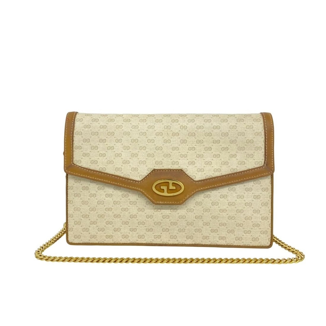 GUCCI Vintage Micro GG Pattern Logo Leather Shoulder Bag (Beige/Brown) 72506