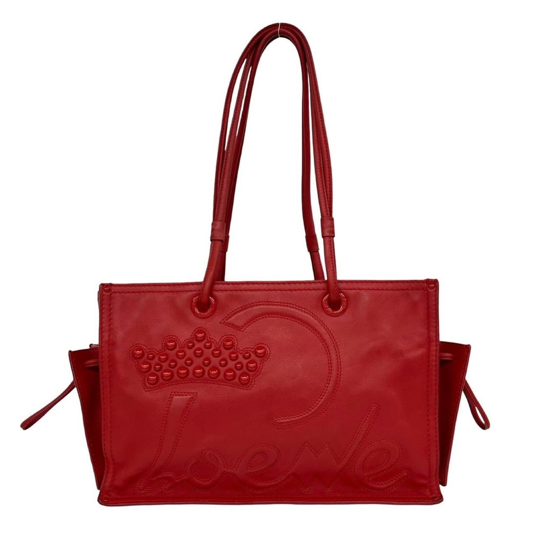 LOEWE Shopper Tote Bag, Studded Logo, Nappa Leather, Genuine Handbag/Semi-Shoulder Red, 72844: --- Catalog ---Category: SizeSize (HxWxD): 23.5cm x 32.5cm x 15cm / 9.25'' x 12.79'' x 5.9''Category: DesignType: Handbag, Shoulder bag, Tote bagColor: Red colorGender: WomenMaterial: Leather Category