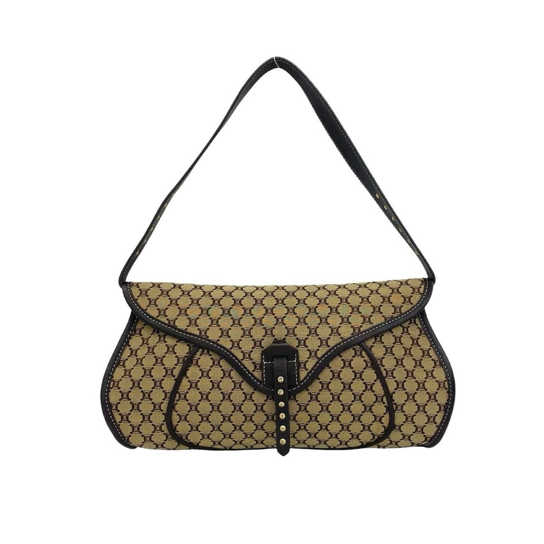 CELINE Macadam Blazon Triomphe Pattern Canvas Leather Semi One-Shoulder Bag Handbag Brown 81612 (1 of 10)