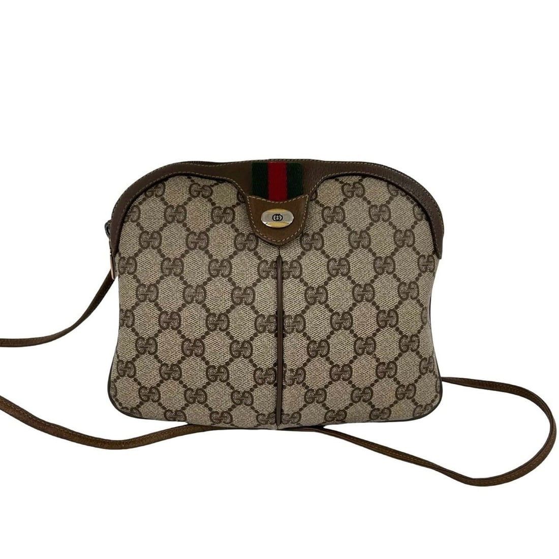 GUCCI Vintage Sherry Line GG Logo Leather Shoulder Bag/Sacoche (Brown) 74021