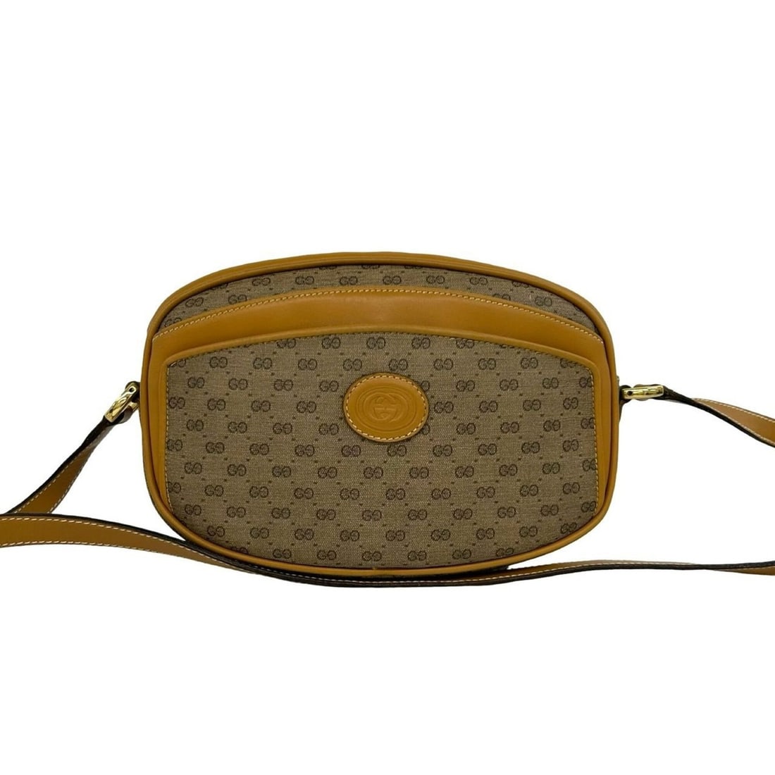GUCCI Micro GG Pattern Logo Leather Mini Shoulder Bag/Sacoche/Pouch, Brown, 447-9