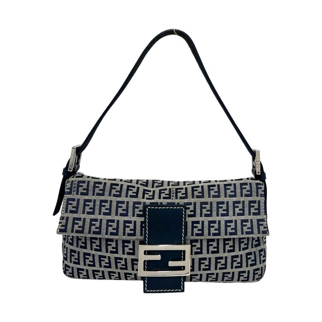 FENDI Vintage Zucchino FF Pattern Canvas Leather Semi One Shoulder Bag Navy 17474: --- Catalog ---Category: SizeSize (HxWxD): 16cm x 25cm x 4cm / 6.29'' x 9.84'' x 1.57''Category: DesignType: Shoulder bagColor: NavyGender: WomenMaterial: Canvas , Leather Category: GeneralBrand: Fend