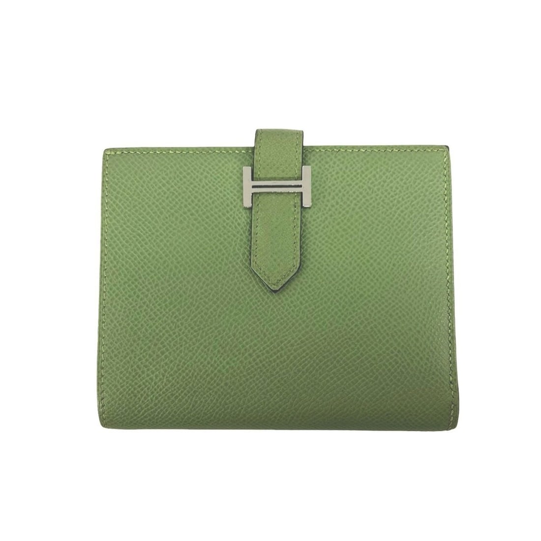 HERMES Bearn Compact Veau Epsom Leather Bi-fold Wallet Mini Vert Cricket 14775