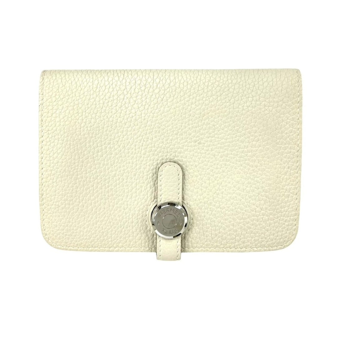 HERMES Dogon Compact Taurillon Clemence Leather Bi-fold Wallet, Coin Purse, Cray 96756