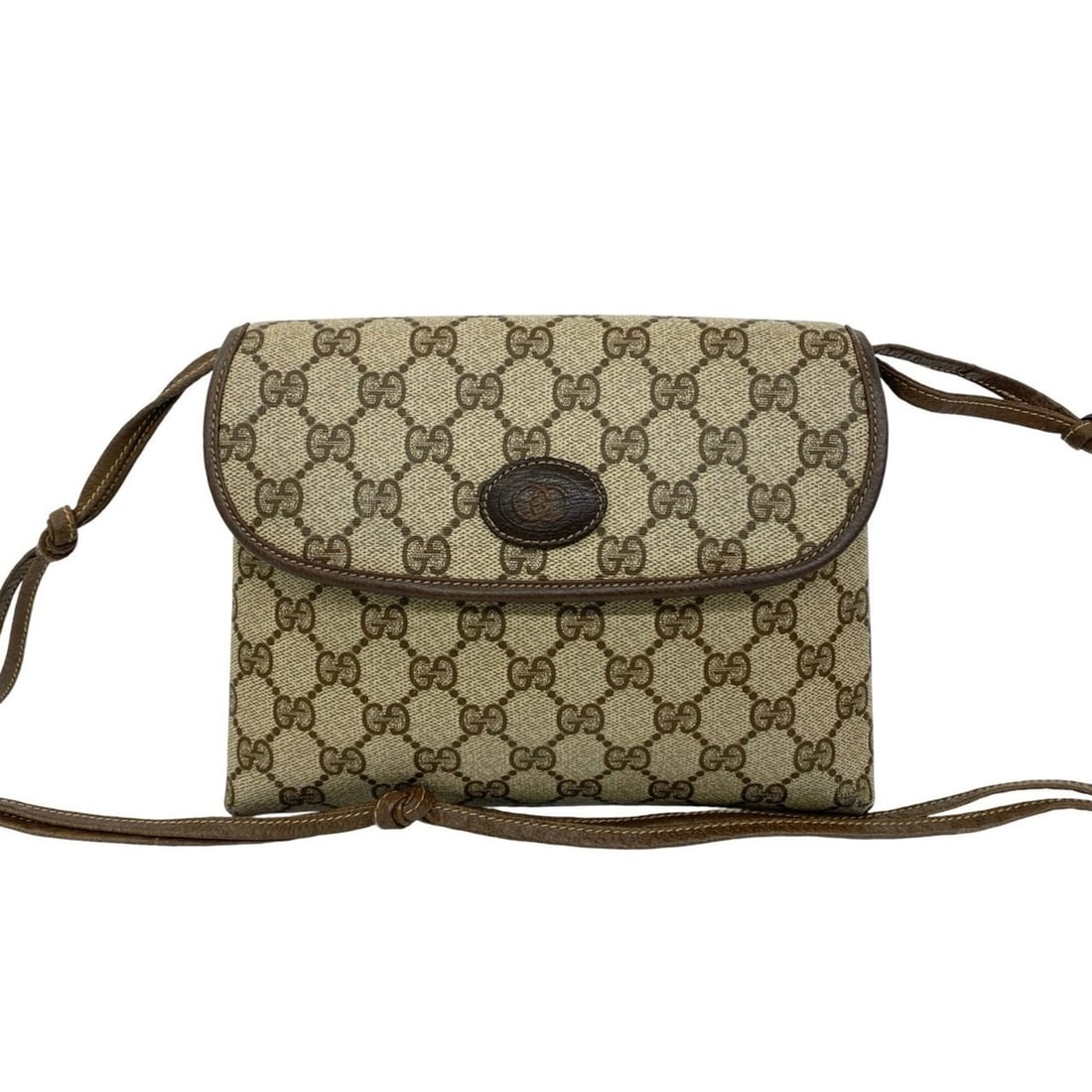 GUCCI Vintage GG Logo Leather Shoulder Bag/Sacoche/Pouch (Brown) b50-8