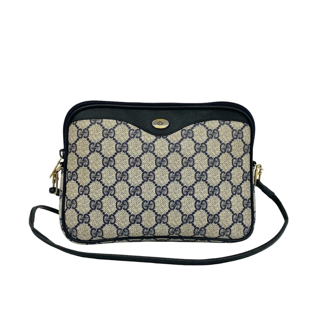 GUCCI GG pattern logo hardware leather one mini shoulder bag sacoche pochette navy blue 426-7: --- Catalog ---Category: SizeSize (HxWxD): 16.5cm x 23.5cm x 5.5cm / 6.49'' x 9.25'' x 2.16''Category: DesignType: Pochette, Shoulder bagColor: NavyGender: WomenMaterial: Leather , PVC Category: Gener