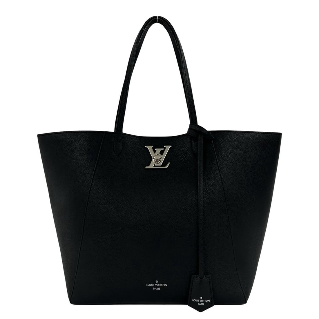 LOUIS VUITTON Lockme Cabas Leather Turnlock Tote Bag Semi Shoulder Black 10914